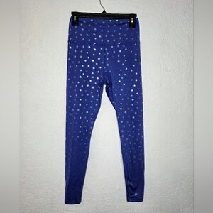 Scorpio Sol Navy Blue Leggings W Foil Metallic Stars Size Small Workout Pants